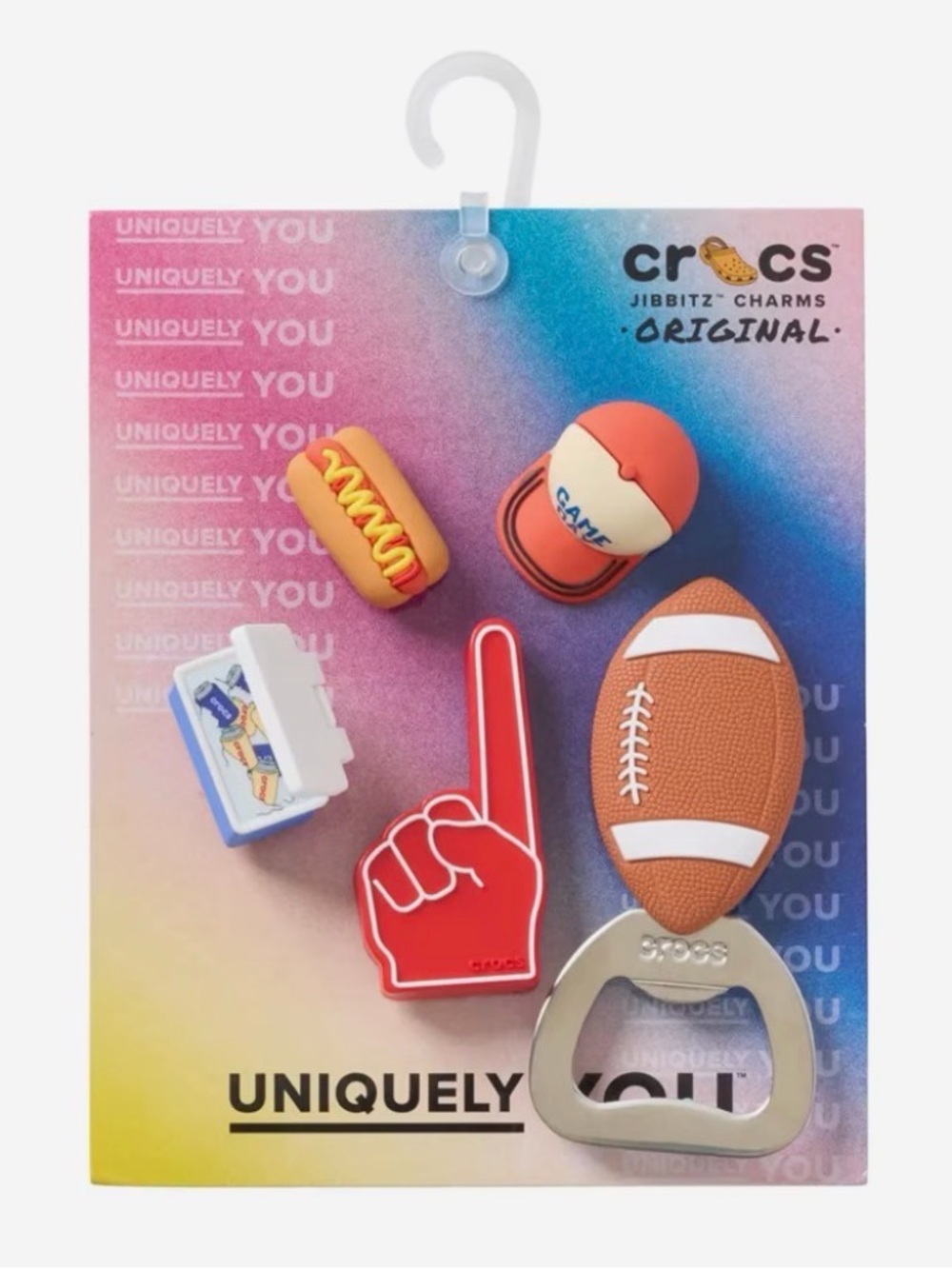 CROCS Football Fan Jibbitz Charm Pack - Red, Orange, Brown, White